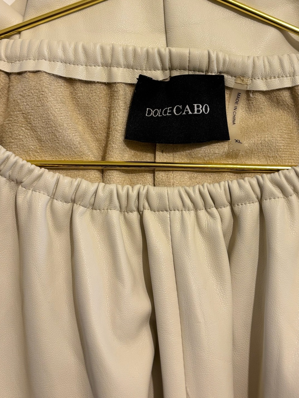 Dolce Cabo Cream Faux Leather Tunic Top XL Oversized Long Sleeve Blouse - Picture 4 of 7